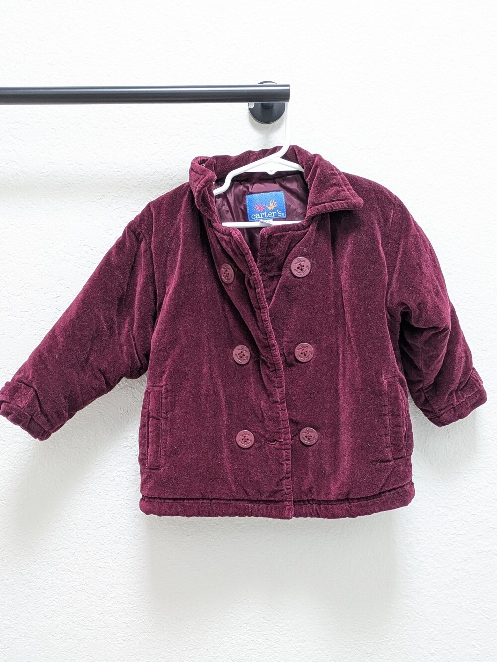 Y2K Carter's Burgundy Velvet Double Breasted Coat 3T